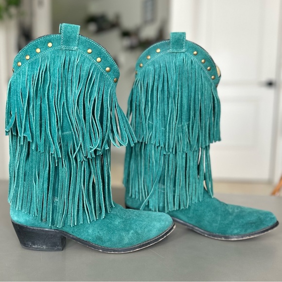 Smokey Mountain Teal Blue Fringe Cowgirl Women’s Boots Size 8.5 - Picture 14 of 14